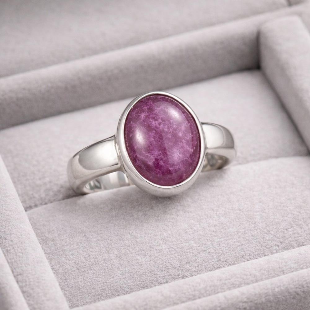 Natural Ruby Cabachon Bezel | 925 Sterling Silver Timeless Classic NEW 7.75 #554